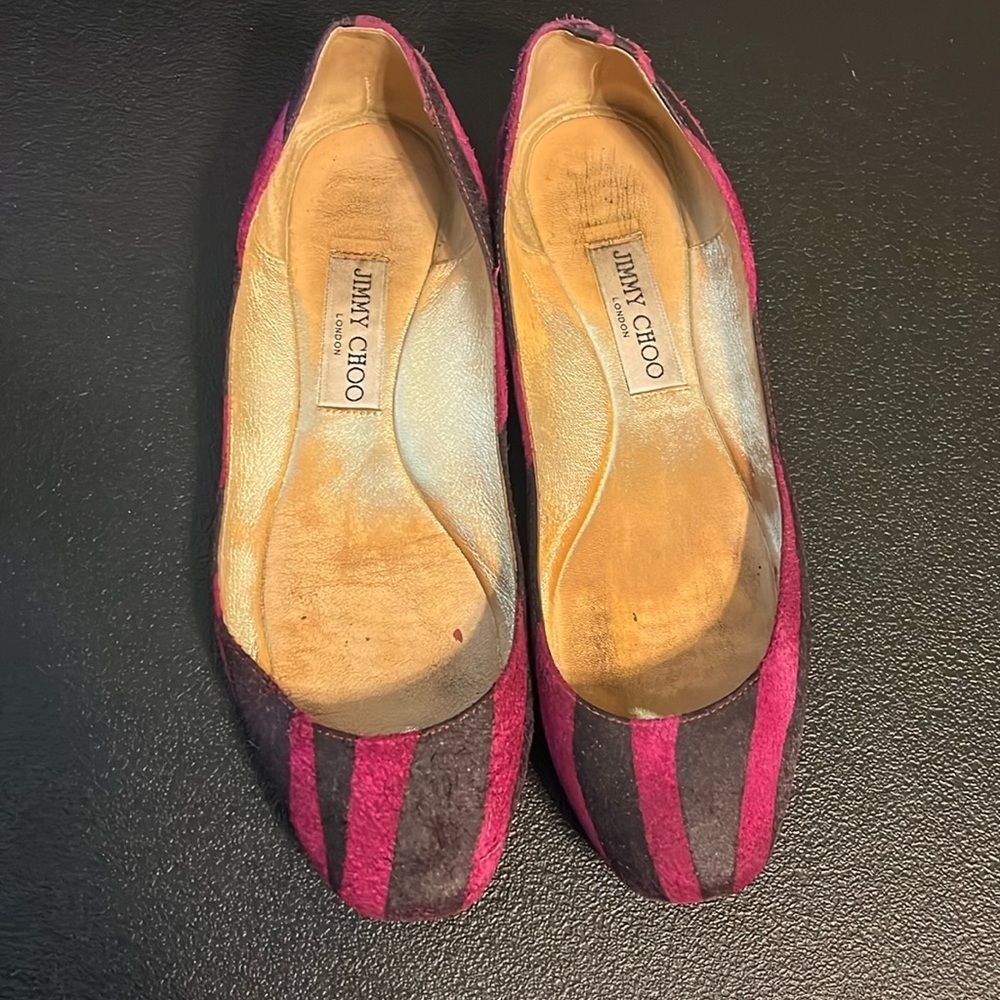Jimmy Choo flats, pink & black zebra print, 38